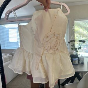 Cream Peplum Top with Floral Detail Size Small